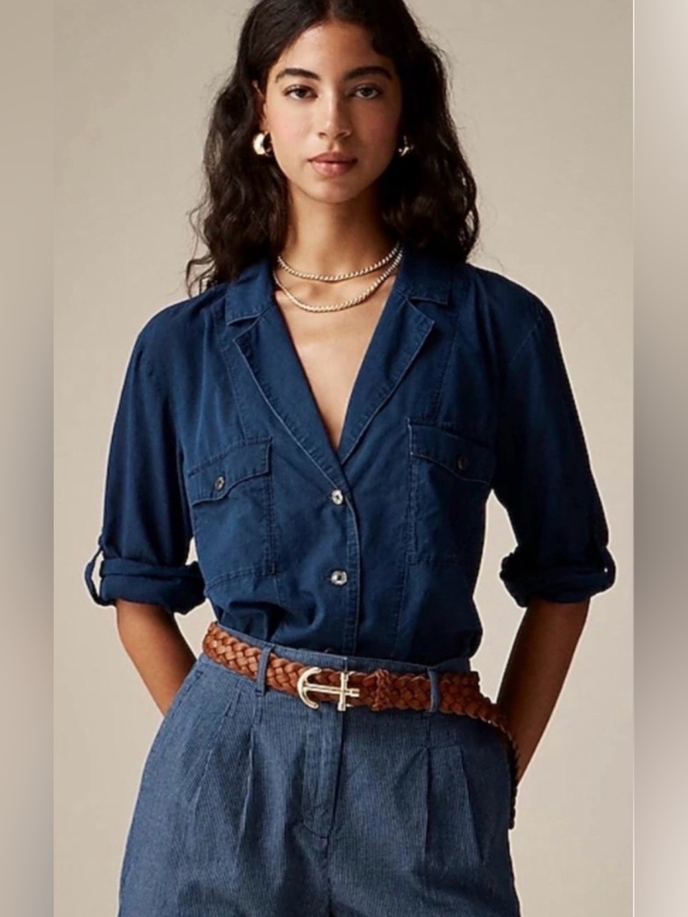 J.Crew Camp-Collar Shirt in Indigo Cotton Voile